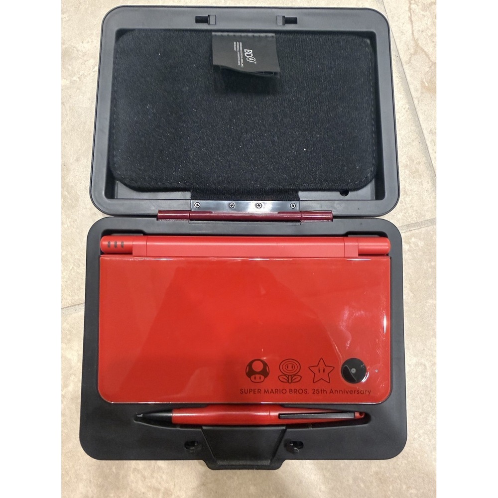 Nintendo DS XL Super RED Mario 25th Anniversary Edition TESTED No Charger + Game
